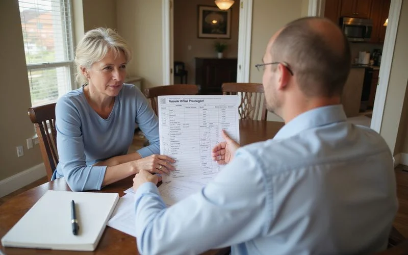 Arlington TX homeowner reviewing DFW Real Estate Review net proceeds worksheet for a fast home sale