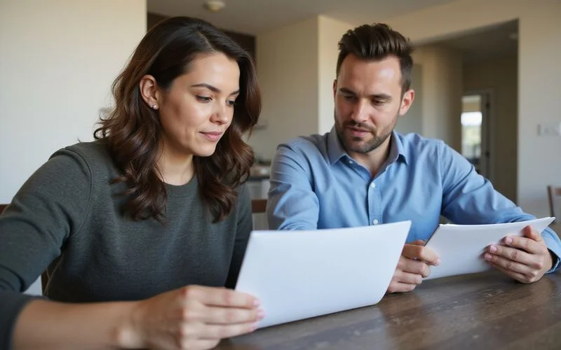 Denton homeowner reviewing cash offer and net proceeds with a DFW Real Estate Review licensed agent at kitchen table