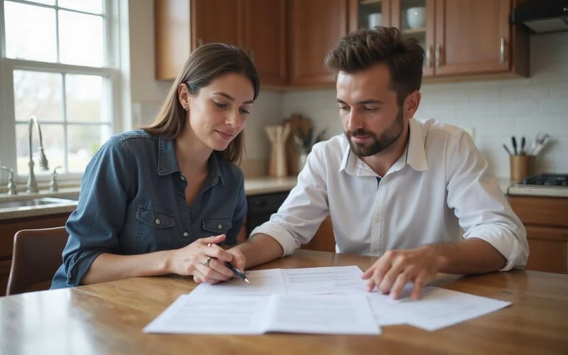 Richardson TX homeowner comparing cash buyer offer against traditional listing net proceeds at kitchen table with closing cost documents
