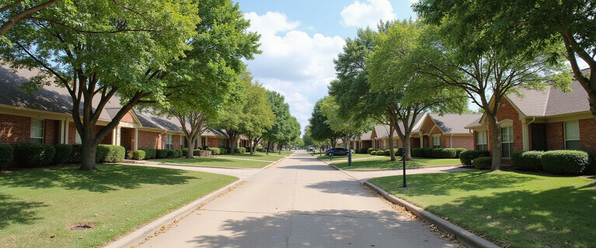 DeSoto TX residential street with 1990s brick homes near Wintergreen Road in southern Dallas County