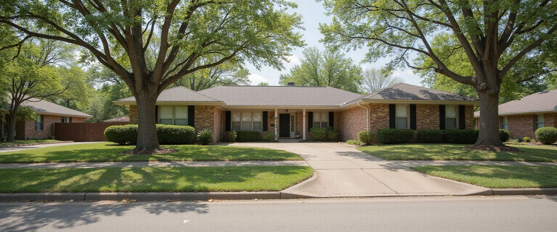 Duncanville TX 1970s brick ranch homes on a residential street in southern Dallas County Best Southwest area