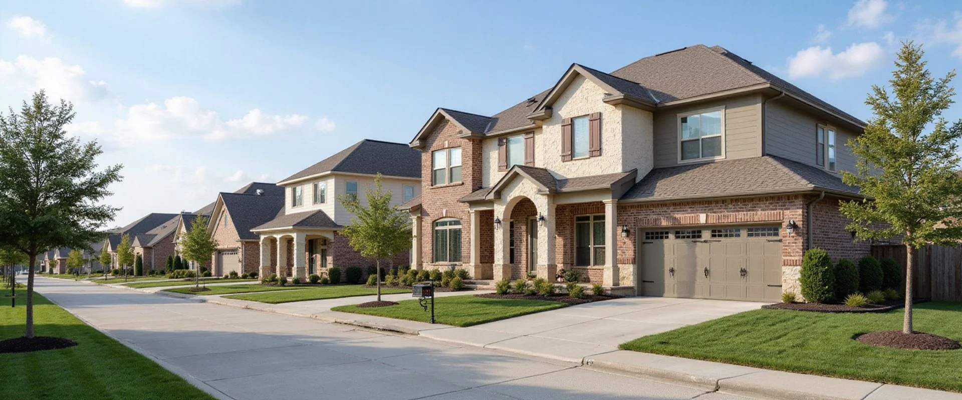 DFW Real Estate Review - new construction homes for sale on a residential street in a Forney TX master-planned community