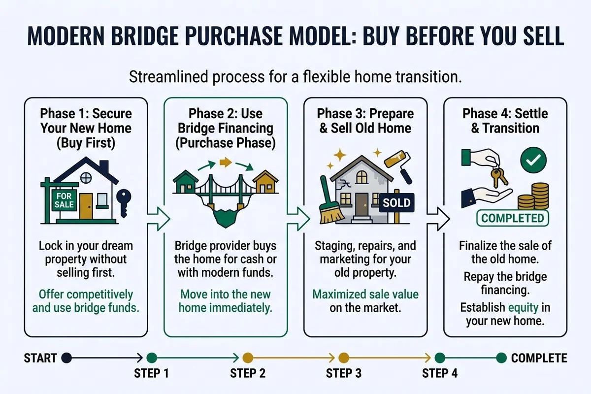 Diagram of Homeward's bridge purchase model, brand colors