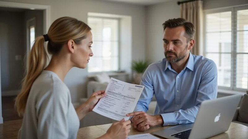 DFW Real Estate Review agent reviewing net proceeds comparison with a Garland TX homeowner at kitchen table